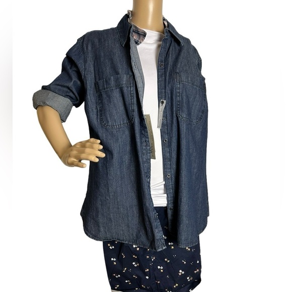 Chambray button down shirt, Blue denim shirt  LEE Riders, NWT!western,cotton XL - Picture 1 of 15